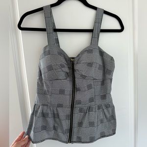 Plaid black and white bustier top